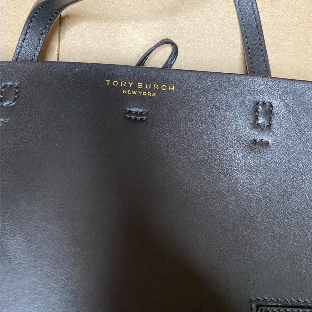 Tory Burch Block-T Leather Tote Bag Black - Picture 3 of 13